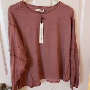 Mustard Seed maroon shirt with cropped cute back. Size medium.